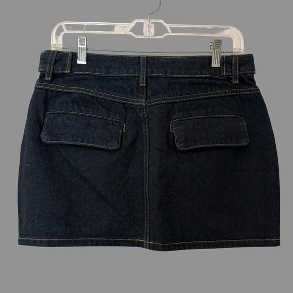 Liquor N Poker Utility Short Denim Skirt In Dark Wash UK10 NWT - Picture 2 of 9